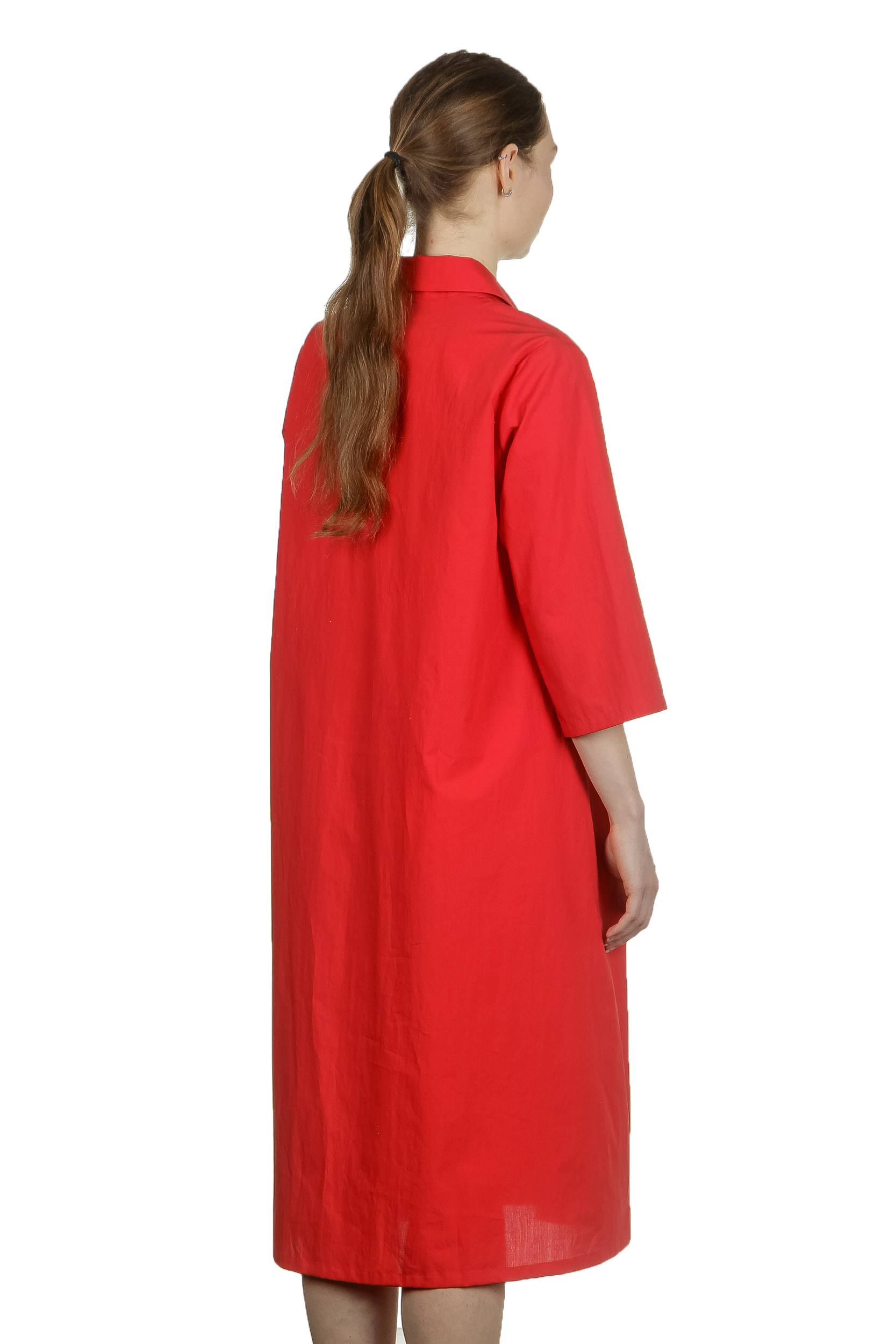 Katharina Hovman Damen Kleid in A-Linie mit Umlegekragen rot