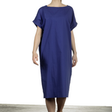Katharina Hovman Damen Kleid mit kurzen Ämeln blau