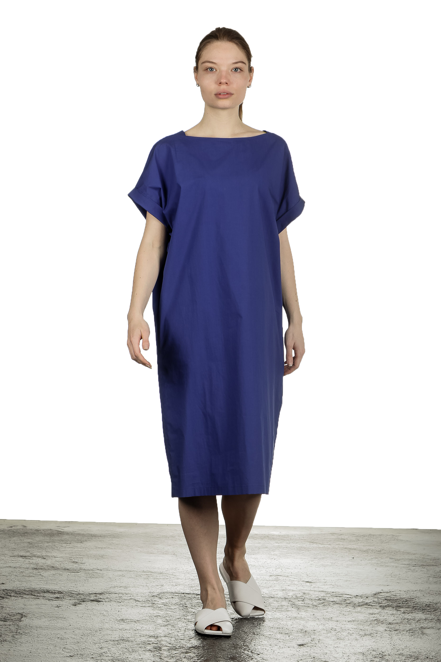 Katharina Hovman Damen Kleid mit kurzen Ämeln blau