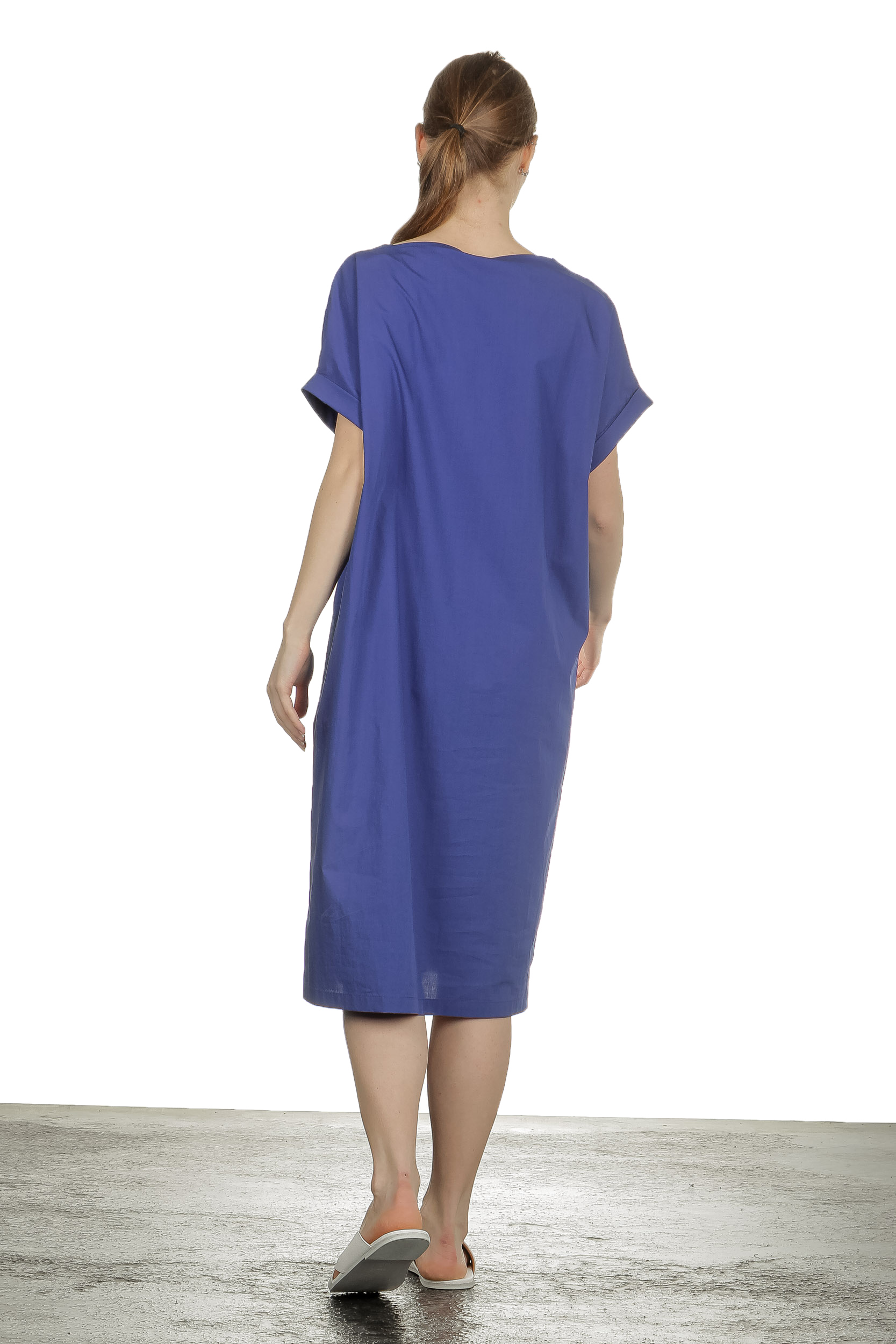 Katharina Hovman Damen Kleid mit kurzen Ämeln blau