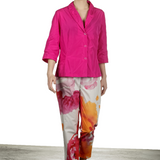 Katharina Hovman Damen Taft Bluse mit Schalkragen pink