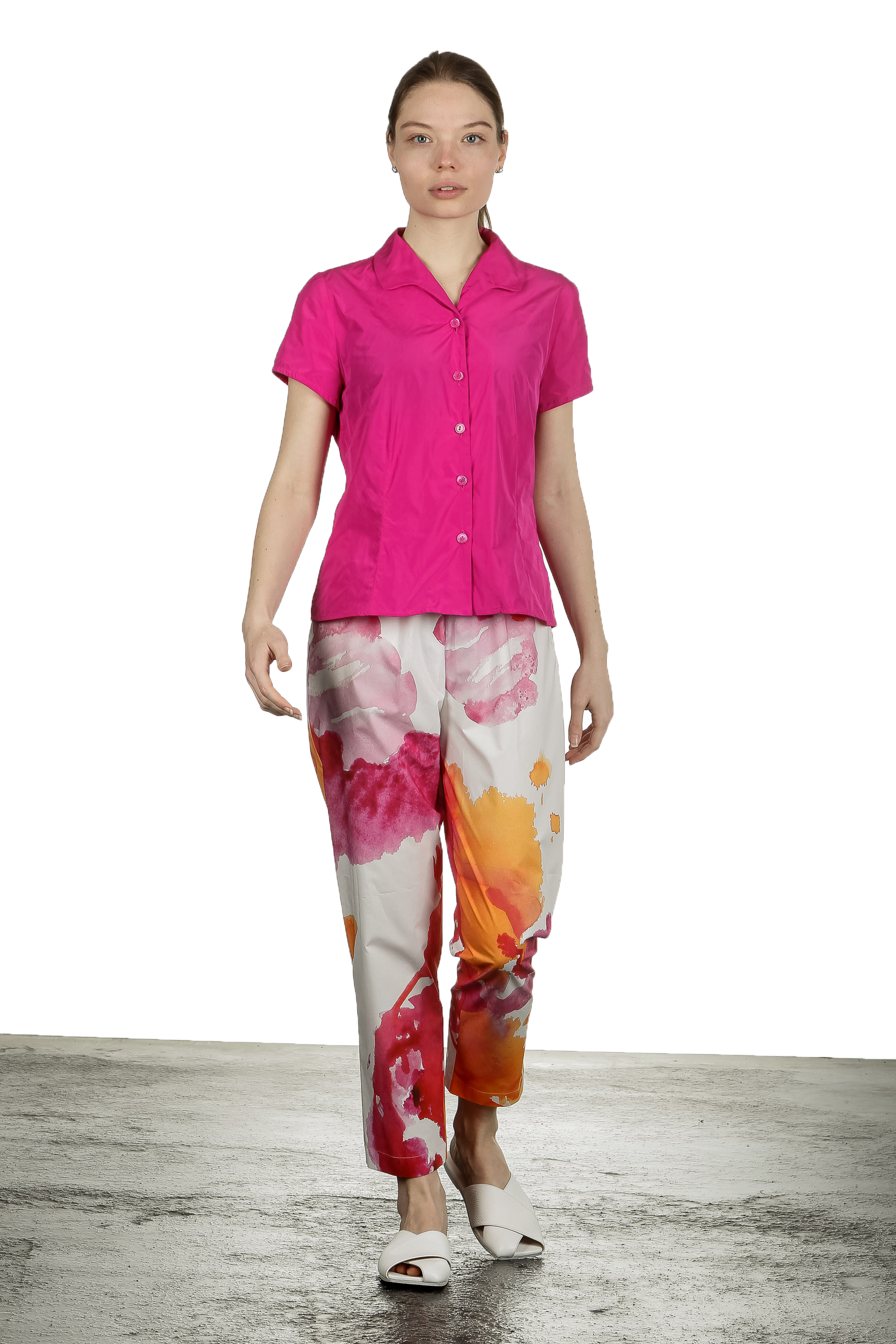 Katharina Hovman Damen Bluse mit Umlegekragen pink