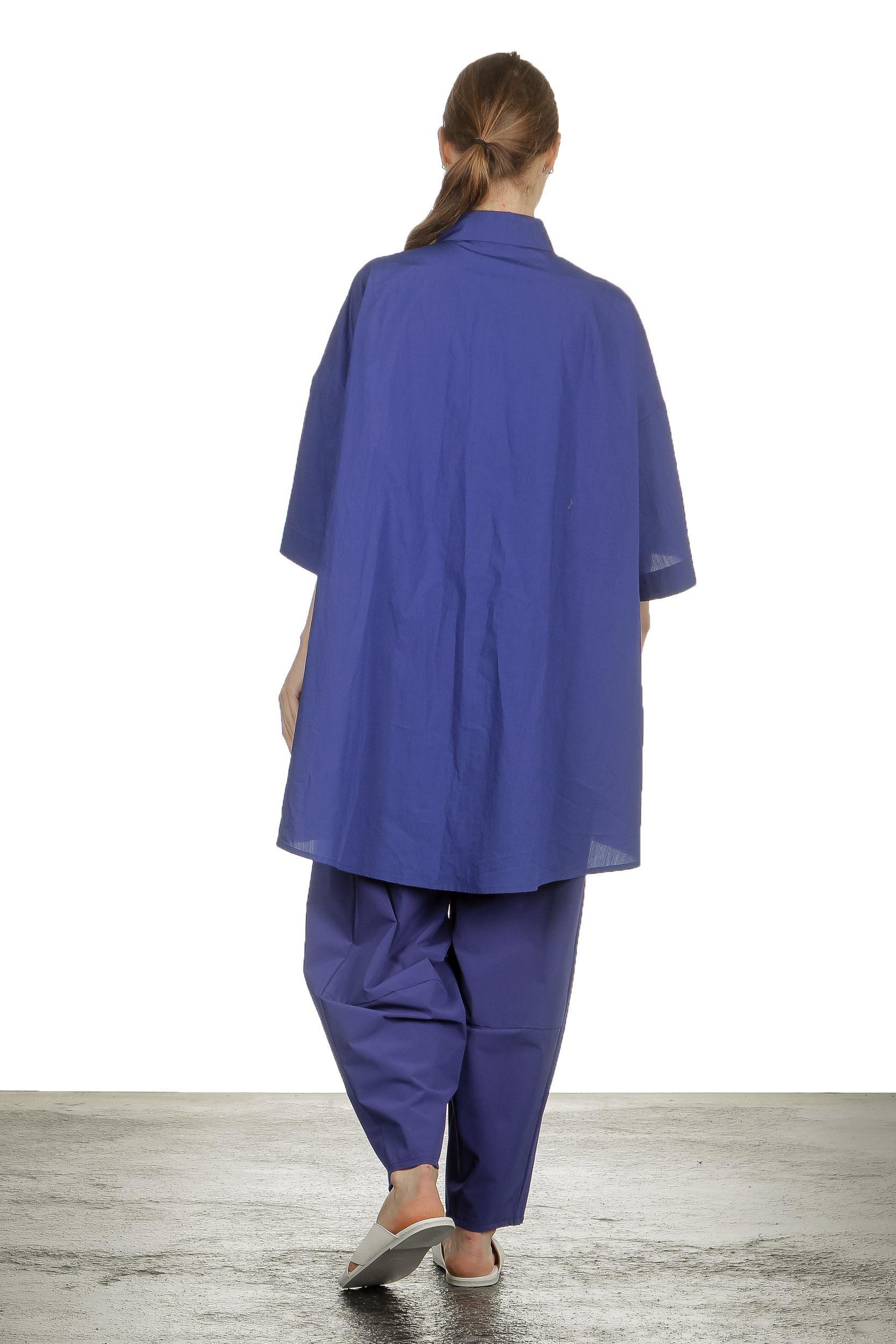 Katharina Hovman Damen Hose mit hohem Bund blau
