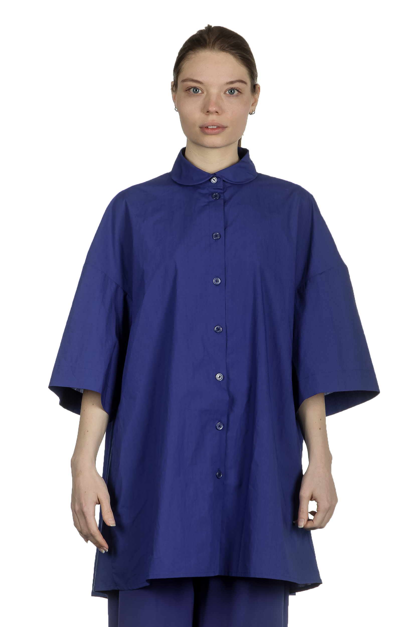 Katharina Hovman Damen Oversized Hemdbluse blau
