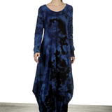 Gilda Midani Damen Ballonkleid lang dunkelblau Print