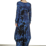 Gilda Midani Damen Ballonkleid lang dunkelblau Print