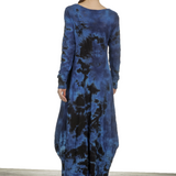Gilda Midani Damen Ballonkleid lang dunkelblau Print