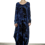 Gilda Midani Damen Ballonkleid lang dunkelblau Print