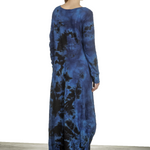 Gilda Midani Damen Ballonkleid lang dunkelblau Print
