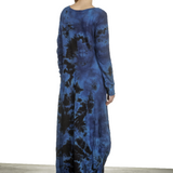 Gilda Midani Damen Ballonkleid lang dunkelblau Print