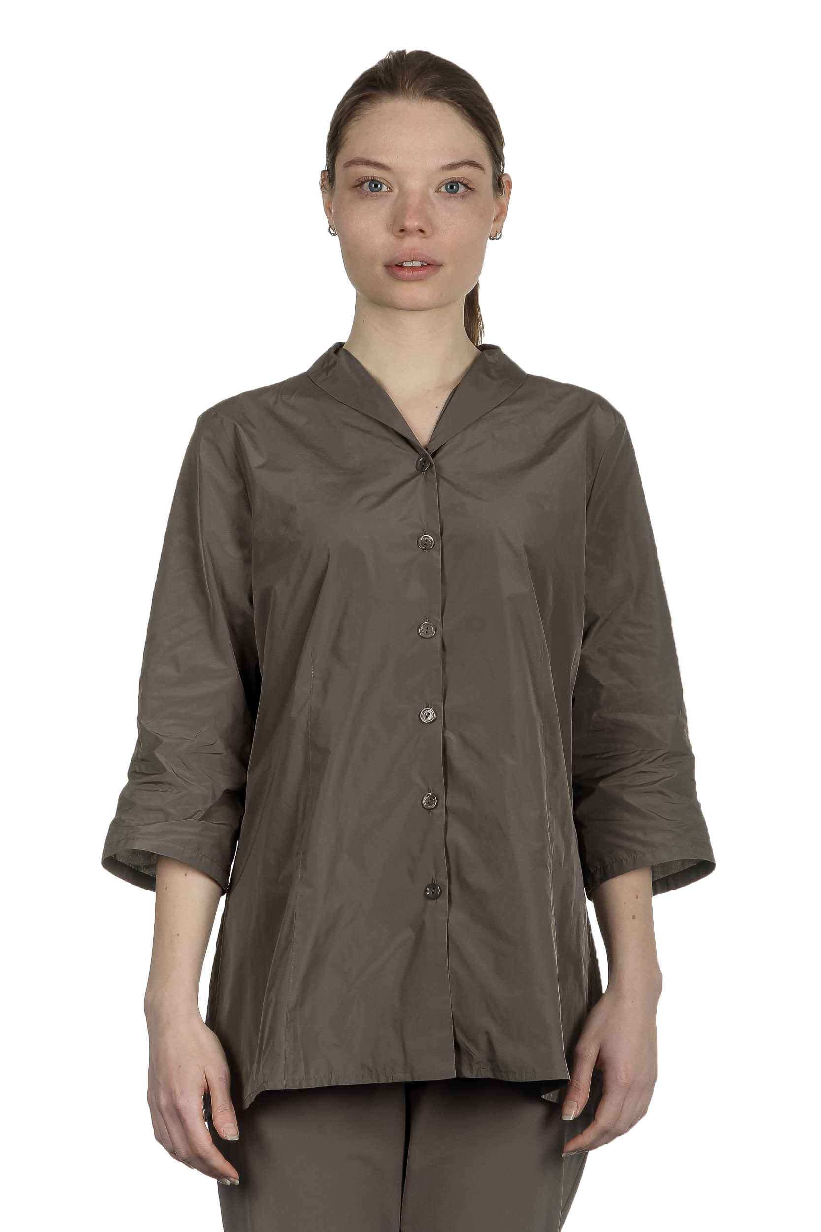 Katharina Hovman Damen Bluse mit Schalkragen fango