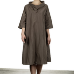 Katharina Hovman Damen Taft Kleid in A-Linie mit hohem Kragen mocca