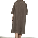 Katharina Hovman Damen Taft Kleid in A-Linie mit hohem Kragen mocca