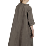 Katharina Hovman Damen Taft Kleid in A-Linie mit hohem Kragen mocca
