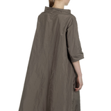 Katharina Hovman Damen Taft Kleid in A-Linie mit hohem Kragen mocca