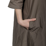 Katharina Hovman Damen Taft Kleid in A-Linie mit hohem Kragen mocca