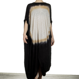 Gilda Midani Damen Ballonkleid lang schwarz mit Print