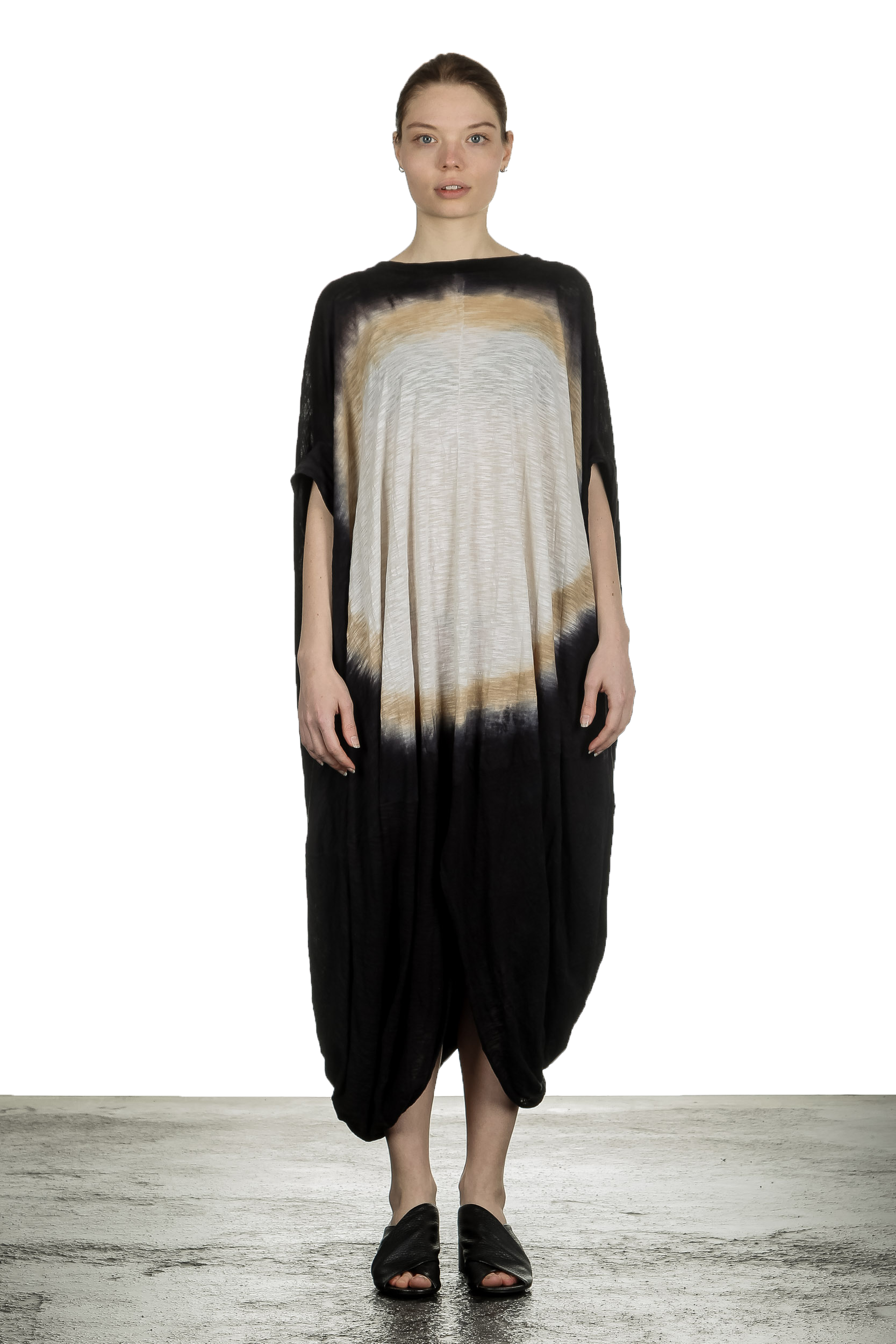 Gilda Midani Damen Ballonkleid lang schwarz mit Print