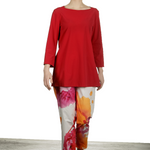 Katharina Hovman Damen Shirt in A-Linie mit 3/4 Arm rot