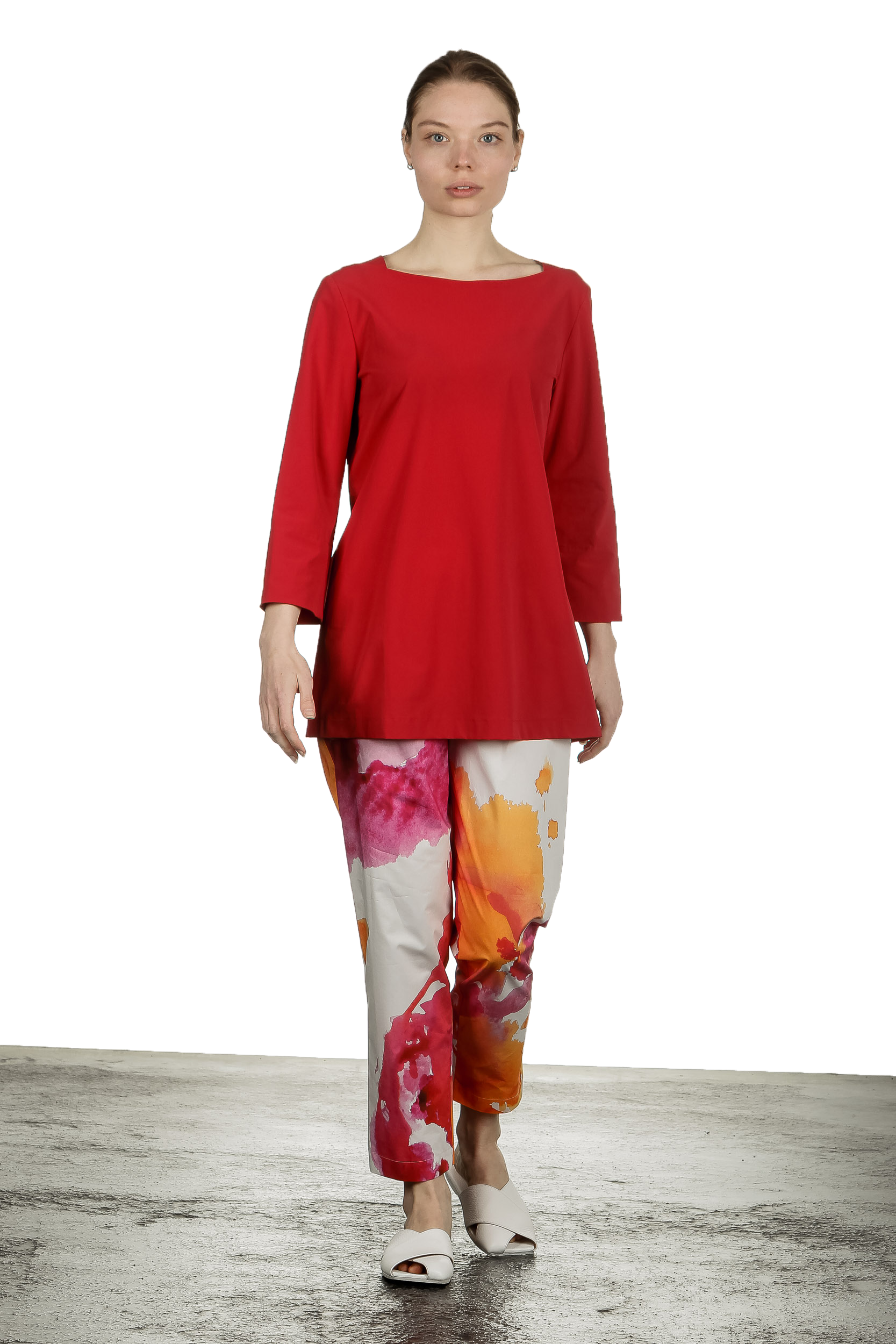 Katharina Hovman Damen Shirt in A-Linie mit 3/4 Arm rot