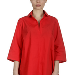 Katharina Hovman Damen Bluse in A-Linie mit Hemdkragen rot