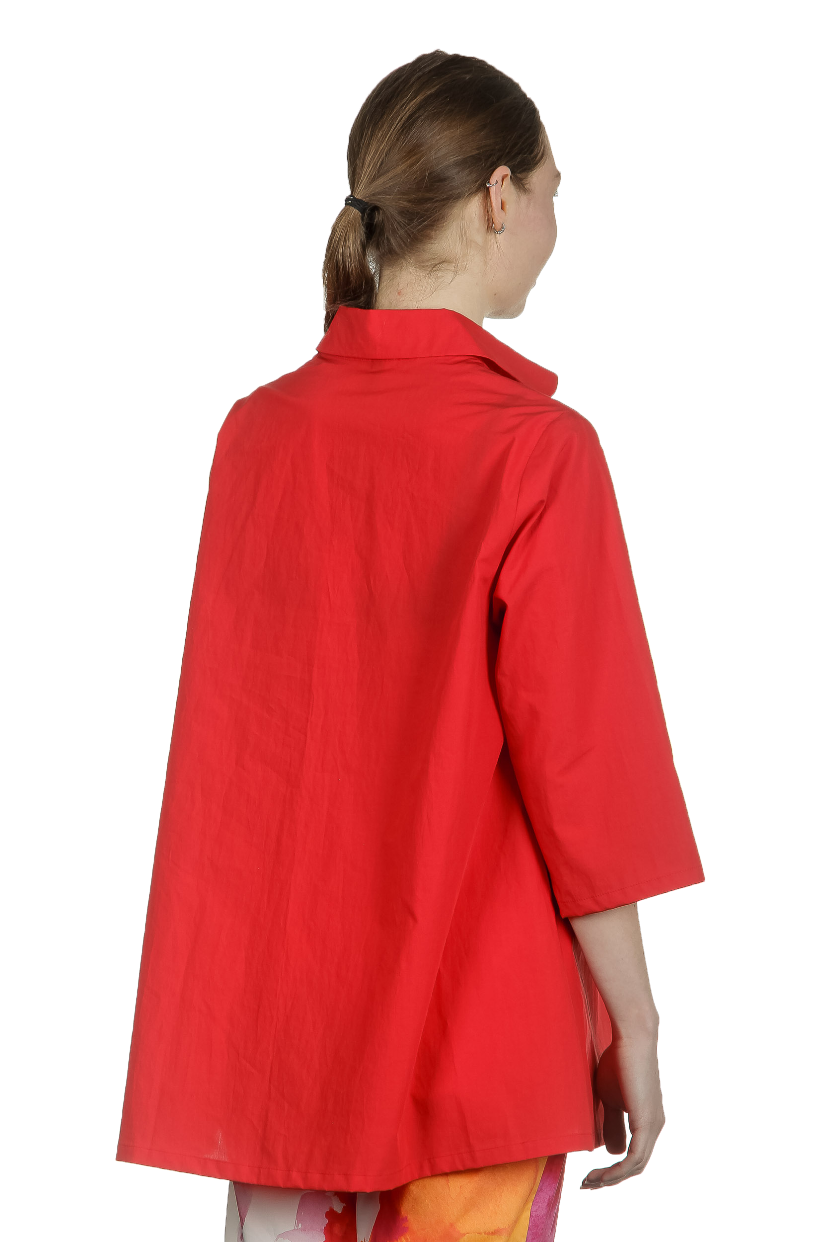 Katharina Hovman Damen Bluse in A-Linie mit Hemdkragen rot