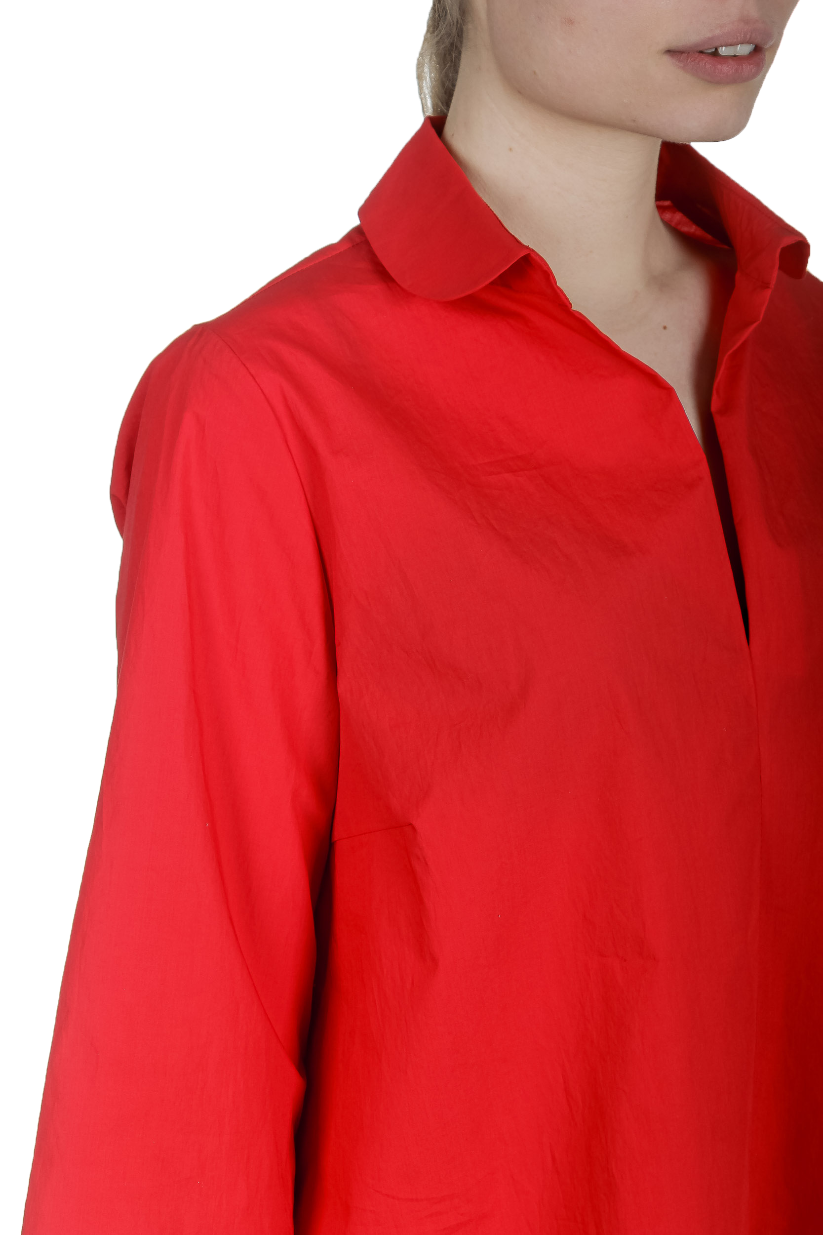 Katharina Hovman Damen Bluse in A-Linie mit Hemdkragen rot