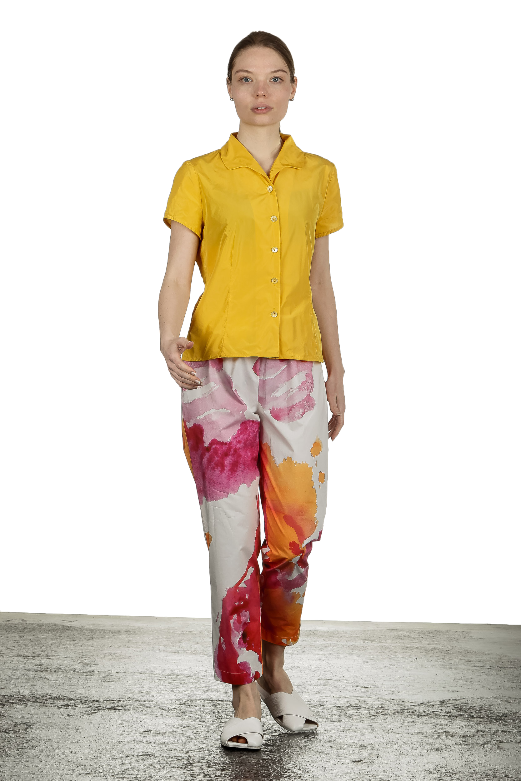 Katharina Hovman Damen Bluse mit Umlegekragen gelb
