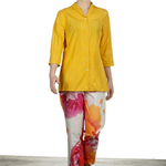 Katharina Hovman Damen Bluse mit Schalkragen 3/4 Arm gelb
