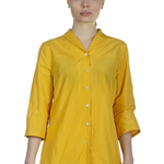 Katharina Hovman Damen Bluse mit Schalkragen 3/4 Arm gelb