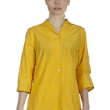 Katharina Hovman Damen Bluse mit Schalkragen 3/4 Arm gelb