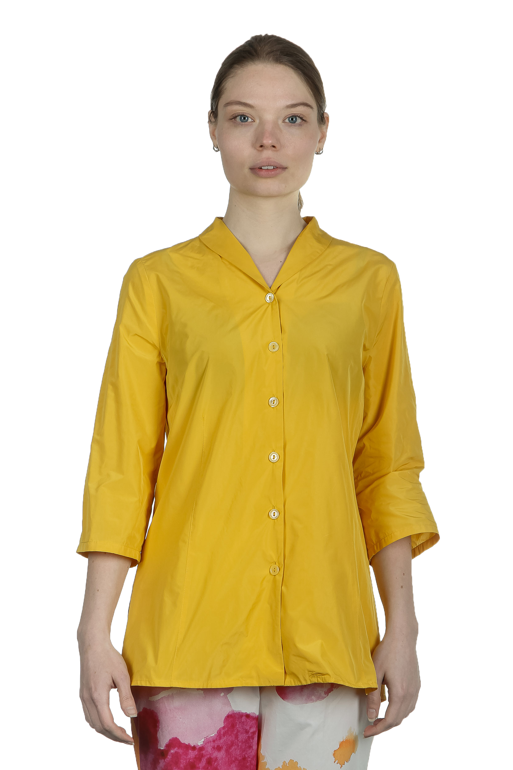 Katharina Hovman Damen Bluse mit Schalkragen 3/4 Arm gelb