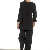 Katharina Hovman Damen Weite Hose mit hohem Bund schwarz
