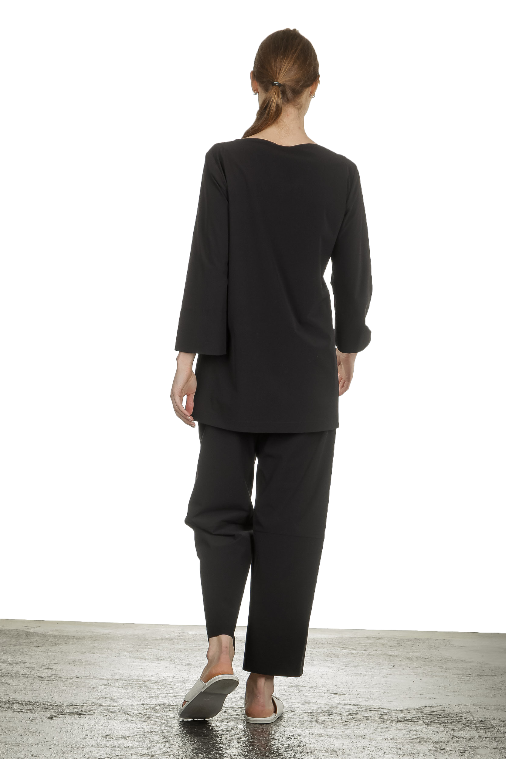 Katharina Hovman Damen Weite Hose mit hohem Bund schwarz