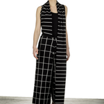 Sarah Pacini Damen Gaucho Hose mit Schal schwarz weiß