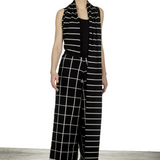 Sarah Pacini Damen Gaucho Hose mit Schal schwarz weiß