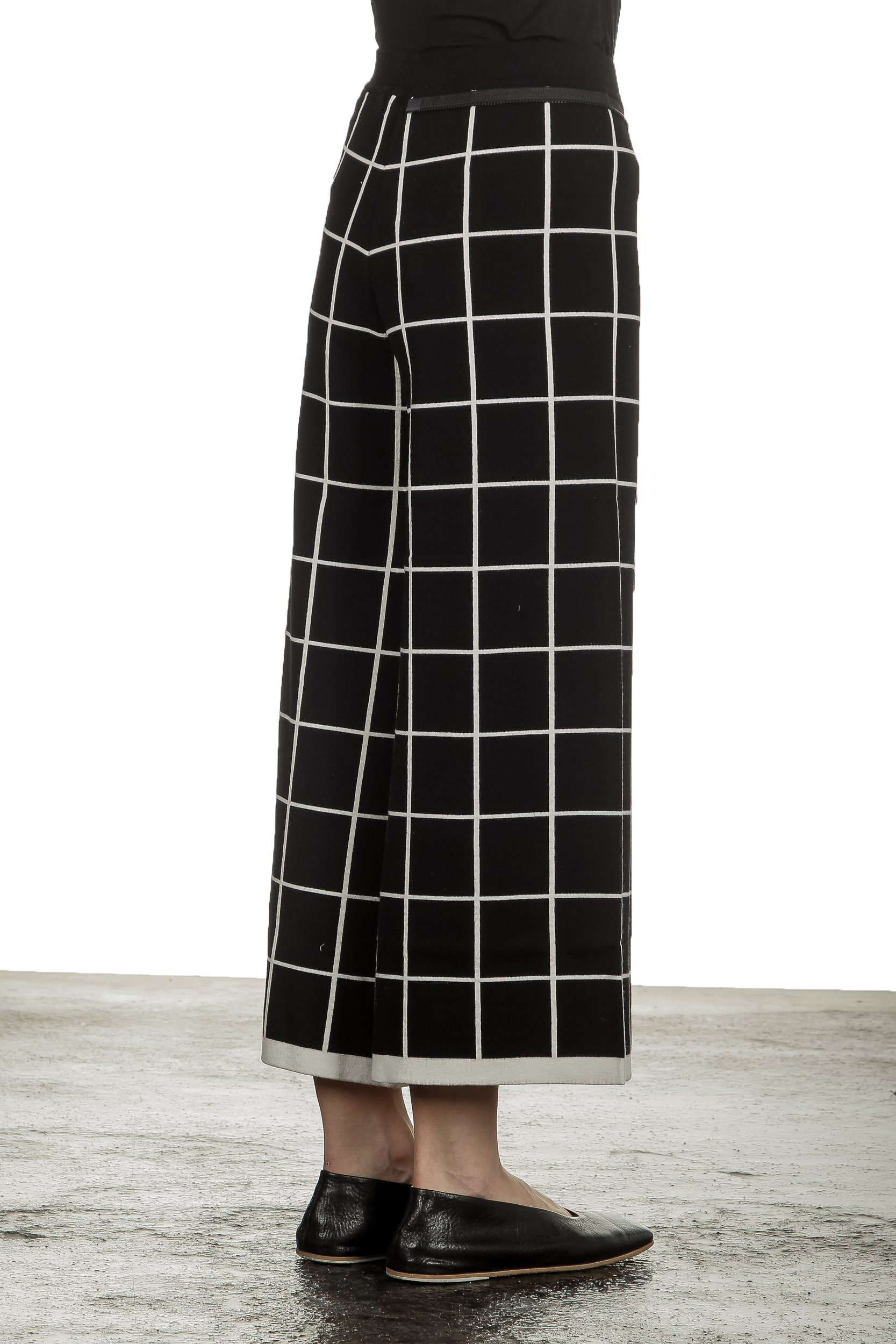 Sarah Pacini Damen Gaucho Hose mit Schal schwarz weiß