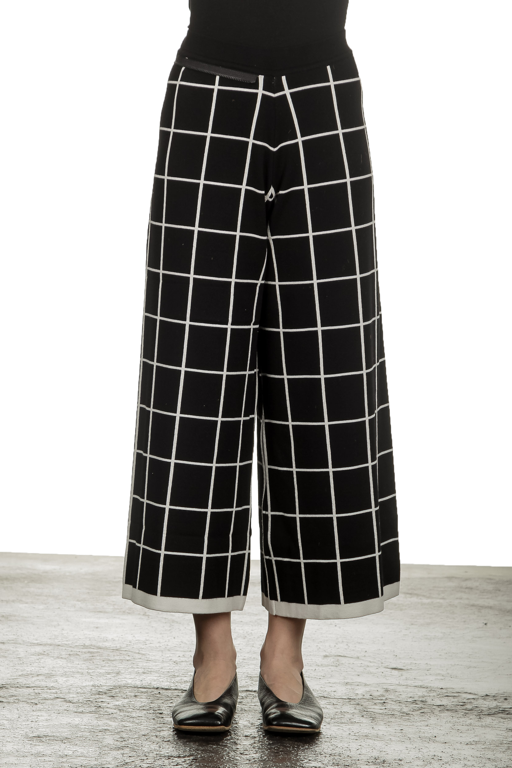 Sarah Pacini Damen Gaucho Hose mit Schal schwarz weiß