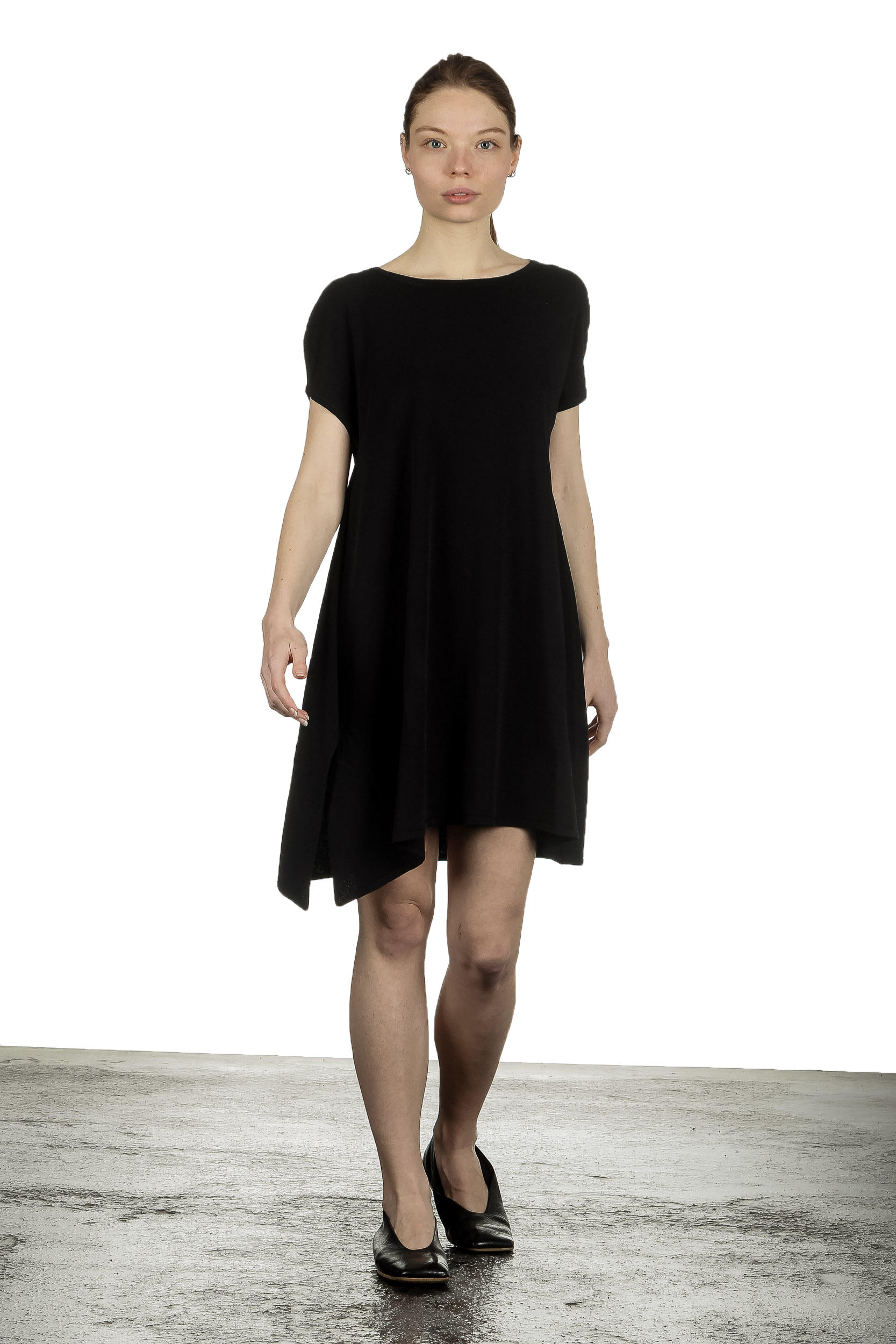 Sarah Pacini Damen Strickkleid mit Schlitz schwarz
