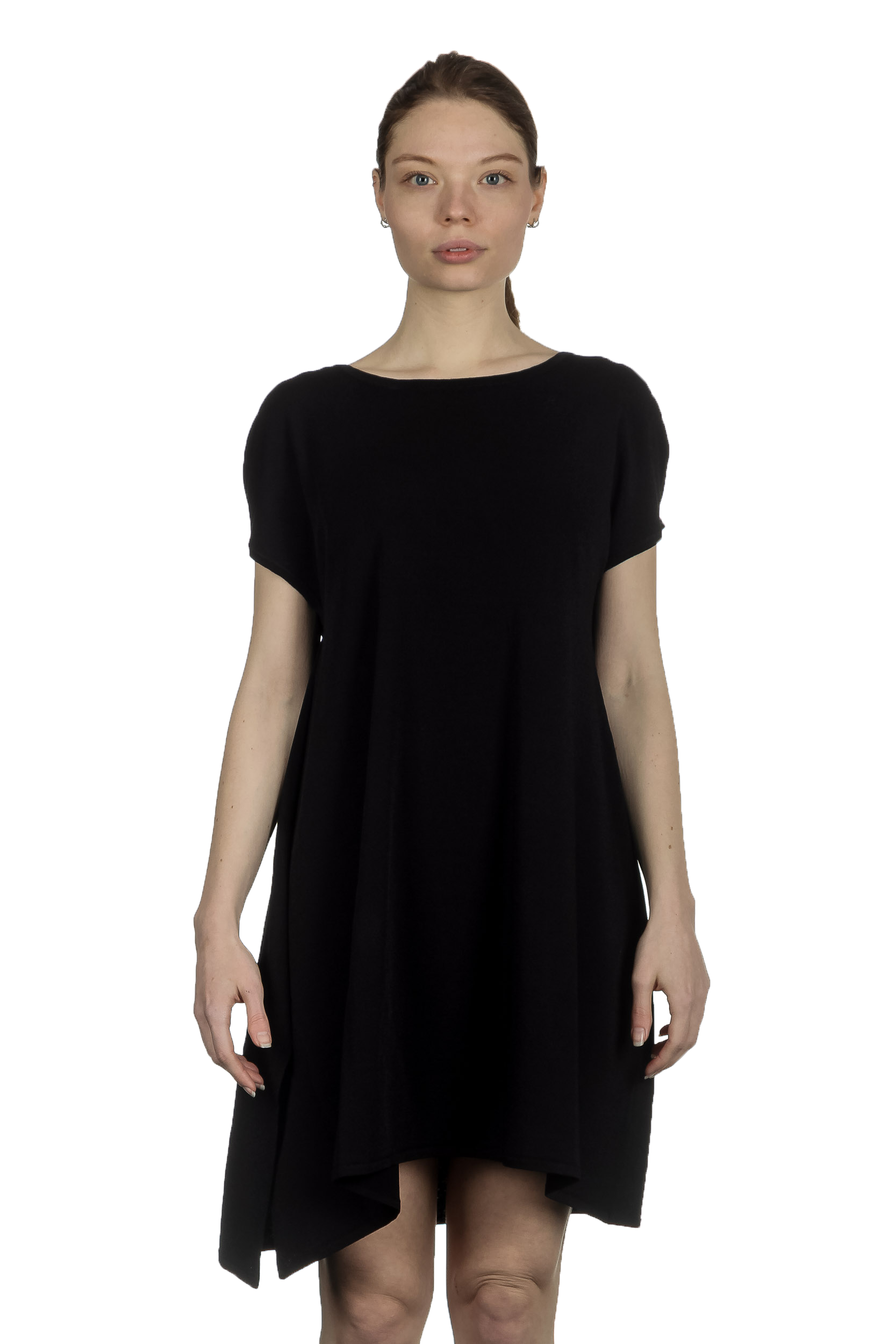 Sarah Pacini Damen Strickkleid mit Schlitz schwarz