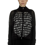 Sarah Pacini Damen Kurze Strickjacke mit Muster schwarz weiß
