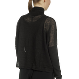 Sarah Pacini Damen Kurze Strickjacke mit Muster schwarz weiß
