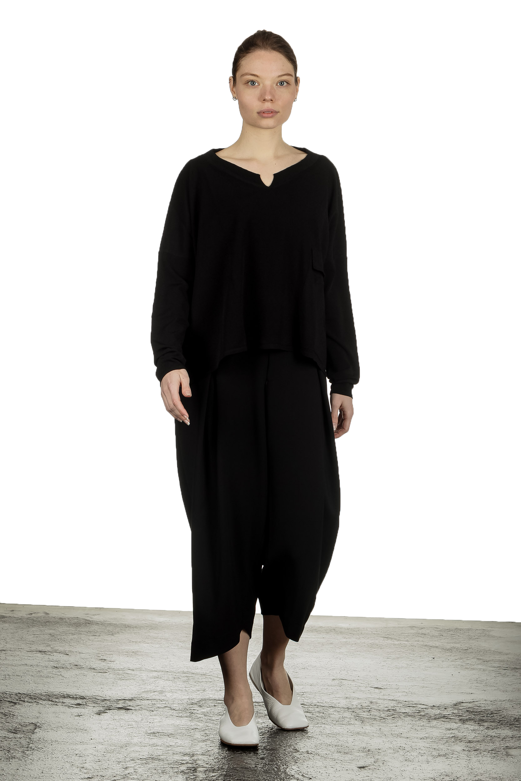 Sarah Pacini Damen Cropped Pullover mit V-Ausschnitt schwarz