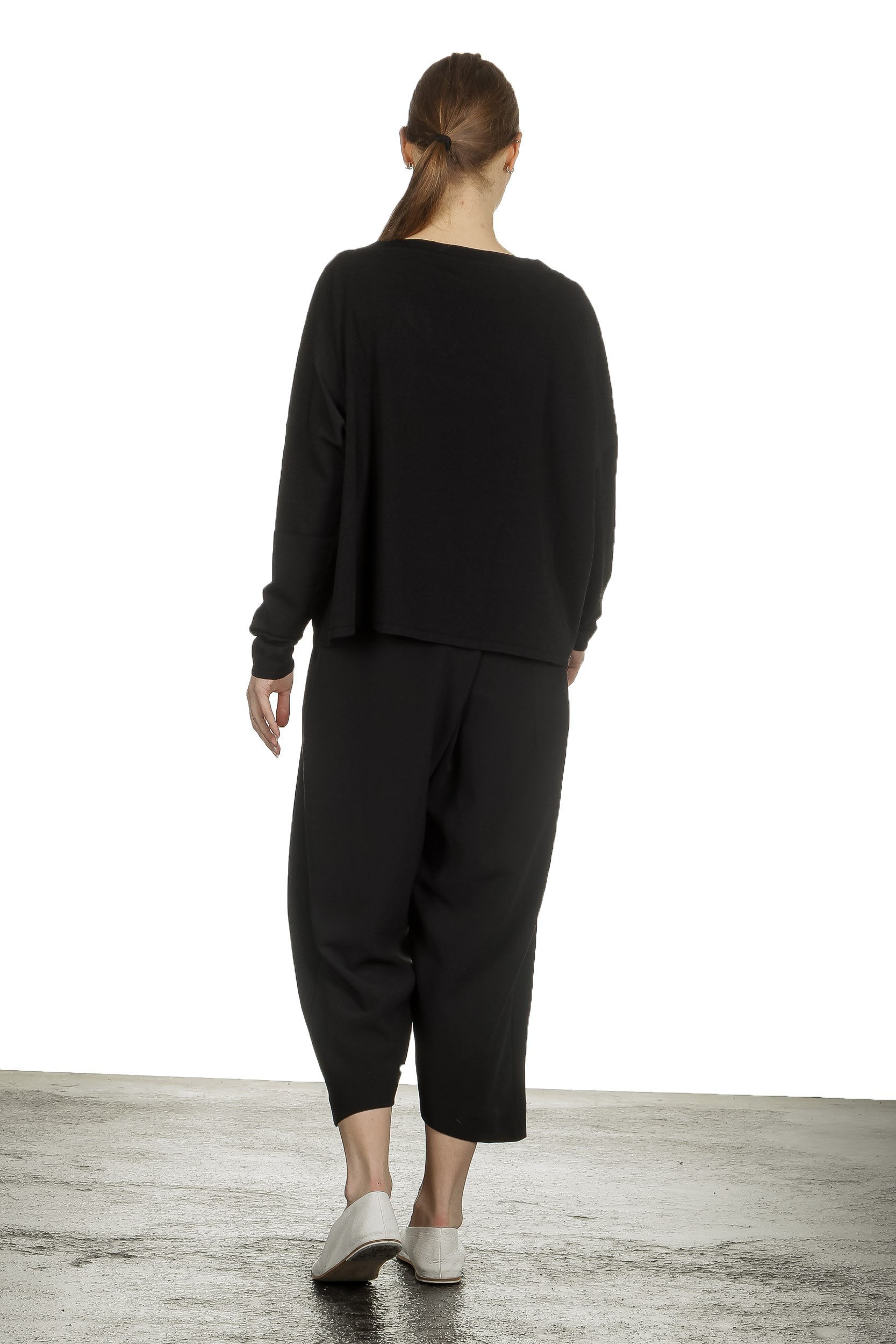 Sarah Pacini Damen Cropped Pullover mit V-Ausschnitt schwarz