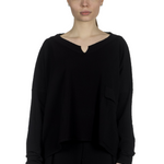 Sarah Pacini Damen Cropped Pullover mit V-Ausschnitt schwarz