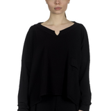Sarah Pacini Damen Cropped Pullover mit V-Ausschnitt schwarz