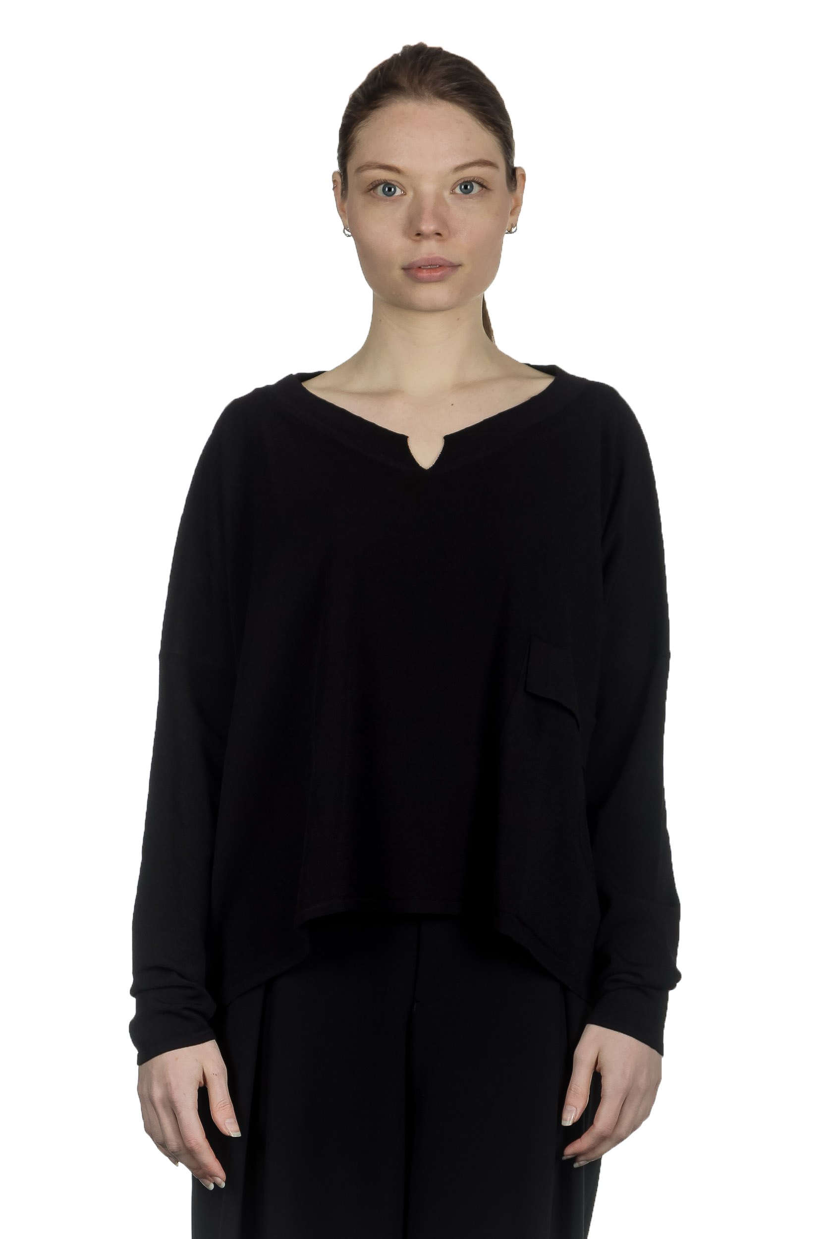 Sarah Pacini Damen Cropped Pullover mit V-Ausschnitt schwarz