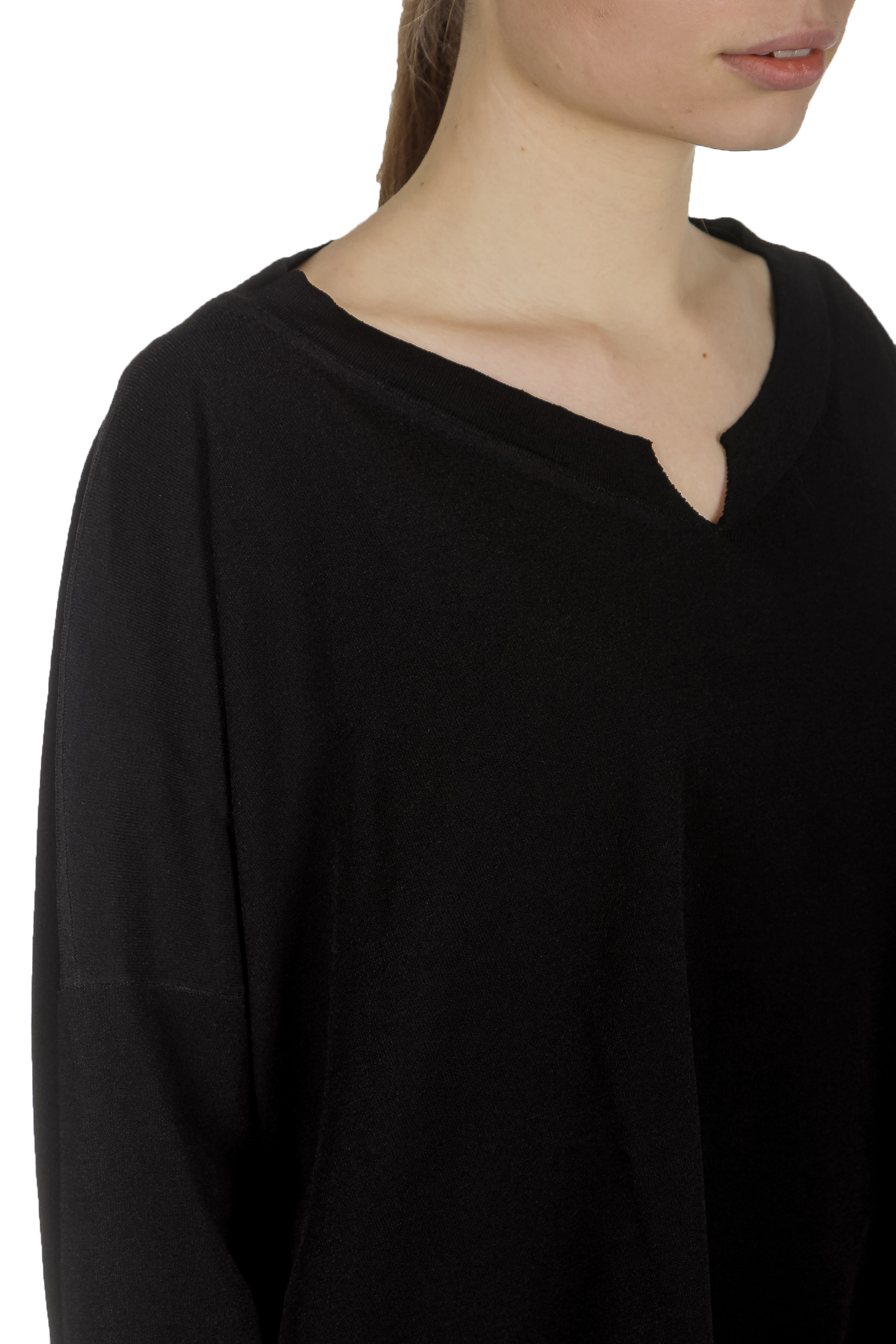 Sarah Pacini Damen Cropped Pullover mit V-Ausschnitt schwarz
