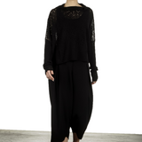 Sarah Pacini Damen Cropped Pullover mit drapiertem Kragen schwarz