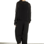 Sarah Pacini Damen Cropped Pullover mit drapiertem Kragen schwarz